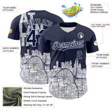 Maxcorners Custom Navy White 3D Pattern Design Atlanta Cityscape Urban Map Premium Baseball Jersey LM0210