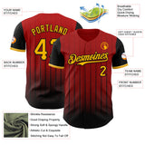 Maxcorners Custom Red Gold-Black 3D Pattern Design Gradient Geometric Shape Premium Baseball Jersey LM0210