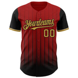 Maxcorners Custom Red Old Gold-Black 3D Pattern Design Gradient Geometric Shape Premium Baseball Jersey LM0210