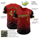 Maxcorners Custom Red Old Gold-Black 3D Pattern Design Gradient Geometric Shape Premium Baseball Jersey LM0210