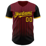 Maxcorners Custom Crimson Gold-Black 3D Pattern Design Gradient Geometric Shape Premium Baseball Jersey LM0210