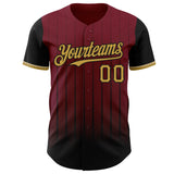 Maxcorners Custom Crimson Old Gold-Black 3D Pattern Design Gradient Geometric Shape Premium Baseball Jersey LM0210