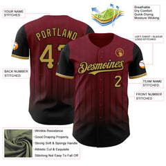 Maxcorners Custom Crimson Old Gold-Black 3D Pattern Design Gradient Geometric Shape Premium Baseball Jersey LM0210