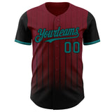 Maxcorners Custom Crimson Teal-Black 3D Pattern Design Gradient Geometric Shape Premium Baseball Jersey LM0210