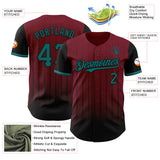 Maxcorners Custom Crimson Teal-Black 3D Pattern Design Gradient Geometric Shape Premium Baseball Jersey LM0210