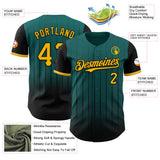 Maxcorners Custom Teal Gold-Black 3D Pattern Design Gradient Geometric Shape Premium Baseball Jersey LM0210