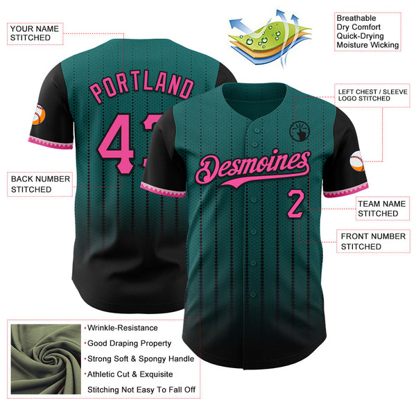 Maxcorners Custom Teal Pink-Black 3D Pattern Design Gradient Geometric Shape Premium Baseball Jersey LM0210