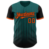 Maxcorners Custom Teal Orange-Black 3D Pattern Design Gradient Geometric Shape Premium Baseball Jersey LM0210
