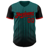 Maxcorners Custom Teal Red-Black 3D Pattern Design Gradient Geometric Shape Premium Baseball Jersey LM0210