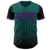 Maxcorners Custom Teal Purple-Black 3D Pattern Design Gradient Geometric Shape Premium Baseball Jersey LM0210