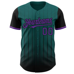 Maxcorners Custom Teal Purple-Black 3D Pattern Design Gradient Geometric Shape Premium Baseball Jersey LM0210