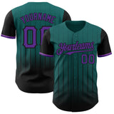 Maxcorners Custom Teal Purple-Black 3D Pattern Design Gradient Geometric Shape Premium Baseball Jersey LM0210