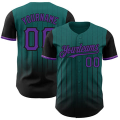 Maxcorners Custom Teal Purple-Black 3D Pattern Design Gradient Geometric Shape Premium Baseball Jersey LM0210