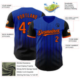 Maxcorners Custom Thunder Blue Orange-Black 3D Pattern Design Gradient Geometric Shape Premium Baseball Jersey LM0210