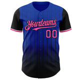 Maxcorners Custom Thunder Blue Pink-Black 3D Pattern Design Gradient Geometric Shape Premium Baseball Jersey LM0210