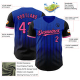 Maxcorners Custom Thunder Blue Pink-Black 3D Pattern Design Gradient Geometric Shape Premium Baseball Jersey LM0210