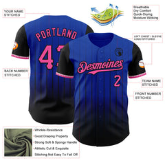 Maxcorners Custom Thunder Blue Pink-Black 3D Pattern Design Gradient Geometric Shape Premium Baseball Jersey LM0210