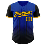 Maxcorners Custom Thunder Blue Gold-Black 3D Pattern Design Gradient Geometric Shape Premium Baseball Jersey LM0210