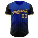 Maxcorners Custom Thunder Blue Old Gold-Black 3D Pattern Design Gradient Geometric Shape Premium Baseball Jersey LM0210