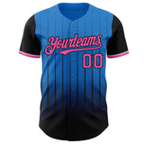 Maxcorners Custom Electric Blue Pink-Black 3D Pattern Design Gradient Geometric Shape Premium Baseball Jersey LM0210