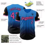 Maxcorners Custom Electric Blue Pink-Black 3D Pattern Design Gradient Geometric Shape Premium Baseball Jersey LM0210