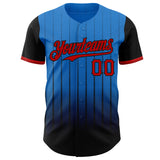 Maxcorners Custom Electric Blue Red-Black 3D Pattern Design Gradient Geometric Shape Premium Baseball Jersey LM0210