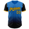 Maxcorners Custom Electric Blue Gold-Black 3D Pattern Design Gradient Geometric Shape Premium Baseball Jersey LM0210