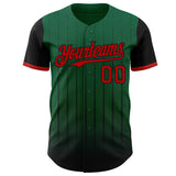 Maxcorners Custom Kelly Green Red-Black 3D Pattern Design Gradient Geometric Shape Premium Baseball Jersey LM0210