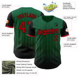 Maxcorners Custom Kelly Green Red-Black 3D Pattern Design Gradient Geometric Shape Premium Baseball Jersey LM0210