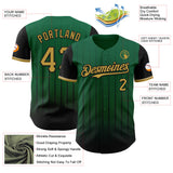 Maxcorners Custom Kelly Green Old Gold-Black 3D Pattern Design Gradient Geometric Shape Premium Baseball Jersey LM0210