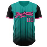 Maxcorners Custom Aqua Pink-Black 3D Pattern Design Gradient Geometric Shape Premium Baseball Jersey LM0210