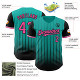 Maxcorners Custom Aqua Pink-Black 3D Pattern Design Gradient Geometric Shape Premium Baseball Jersey LM0210