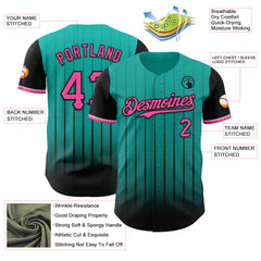 Maxcorners Custom Aqua Pink-Black 3D Pattern Design Gradient Geometric Shape Premium Baseball Jersey LM0210