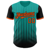 Maxcorners Custom Aqua Orange-Black 3D Pattern Design Gradient Geometric Shape Premium Baseball Jersey LM0210