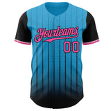 Maxcorners Custom Sky Blue Pink-Black 3D Pattern Design Gradient Geometric Shape Premium Baseball Jersey LM0210