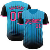 Maxcorners Custom Sky Blue Pink-Black 3D Pattern Design Gradient Geometric Shape Premium Baseball Jersey LM0210