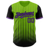 Maxcorners Custom Neon Green Purple-Black 3D Pattern Design Gradient Geometric Shape Authentic Baseball Jersey LM2605