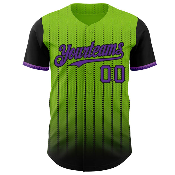 Maxcorners Custom Neon Green Purple-Black 3D Pattern Design Gradient Geometric Shape Premium Baseball Jersey LM0210