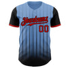 Maxcorners Custom Light Blue Red-Black 3D Pattern Design Gradient Geometric Shape Premium Baseball Jersey LM0210