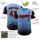 Maxcorners Custom Light Blue Red-Black 3D Pattern Design Gradient Geometric Shape Premium Baseball Jersey LM0210