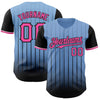 Maxcorners Custom Light Blue Pink-Black 3D Pattern Design Gradient Geometric Shape Premium Baseball Jersey LM0210
