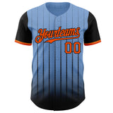 Maxcorners Custom Light Blue Orange-Black 3D Pattern Design Gradient Geometric Shape Premium Baseball Jersey LM0210