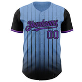 Maxcorners Custom Light Blue Purple-Black 3D Pattern Design Gradient Geometric Shape Premium Baseball Jersey LM0210