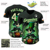 Maxcorners Custom Black City Cream-Grass Green 3D Halloween Spooky Pumpkin Authentic Baseball Jersey LM2605