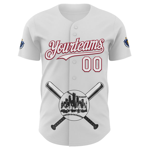 Maxcorners Custom White Cardinal-Black 3D Urban City Edition Sports Premium Baseball Jersey LM0210