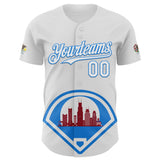 Maxcorners Custom White Electric Blue-Red 3D Urban City Edition Sports Premium Baseball Jersey LM0210