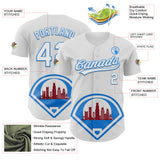 Maxcorners Custom White Electric Blue-Red 3D Urban City Edition Sports Premium Baseball Jersey LM0210