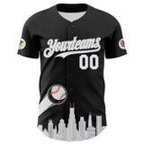 Maxcorners Custom Black White-Gray 3D Urban City Edition Sports Premium Baseball Jersey LM0210