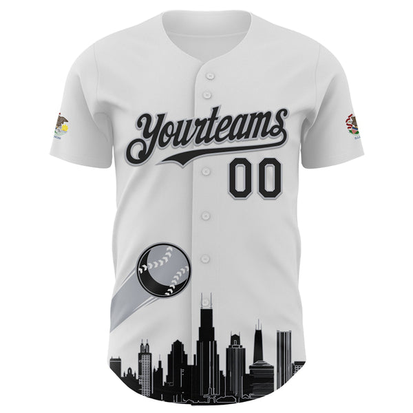 Maxcorners Custom White Black-Gray 3D Urban City Edition Sports Premium Baseball Jersey LM0210