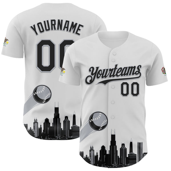 Maxcorners Custom White Black-Gray 3D Urban City Edition Sports Premium Baseball Jersey LM0210